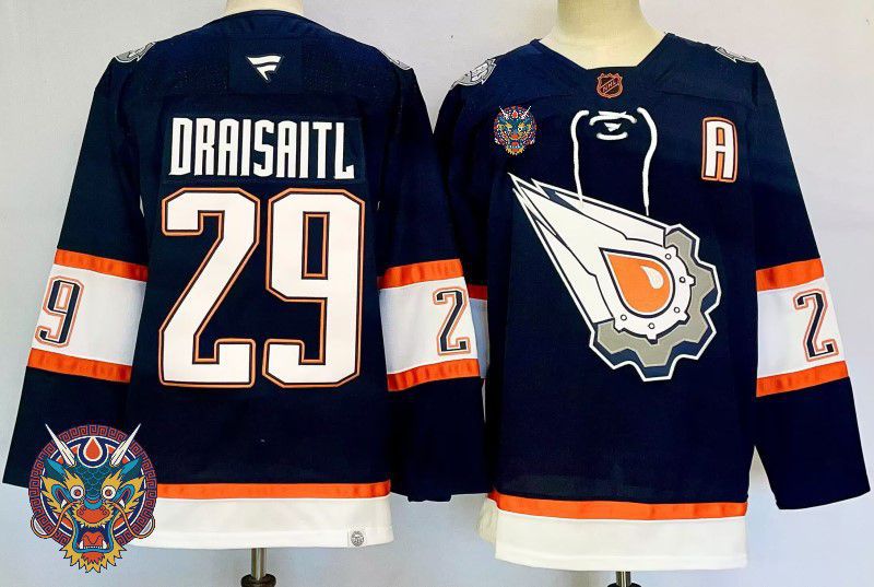 Men Edmonton Oilers #29 Draisaitl Drak Blue Fanatics 2025 NHL Jersey style 4->detroit red wings->NHL Jersey